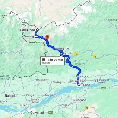 1962: Map 2 Arunachal Pradesh Sector route map