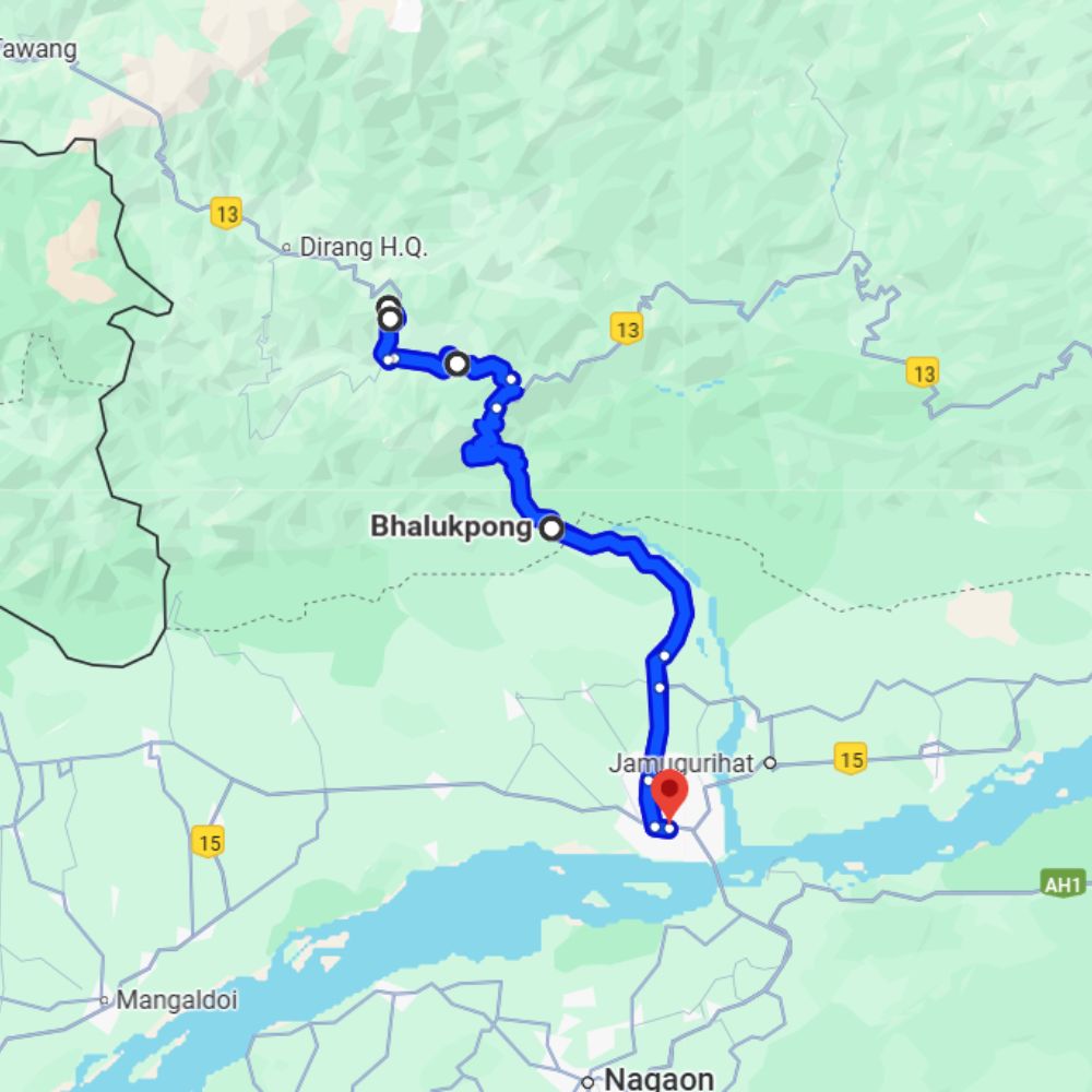 Bomdila route map