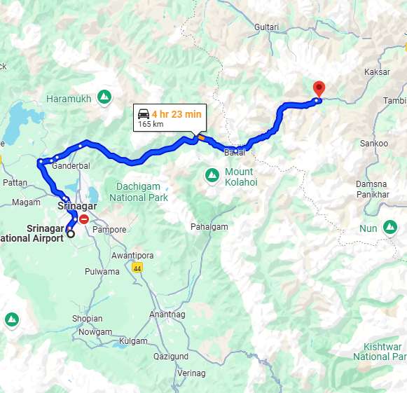 Drass : 1947-48 route map