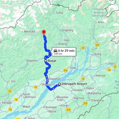  Siang Valley route map