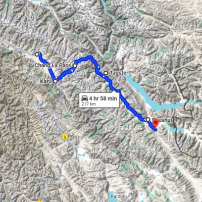 Rezang La route map