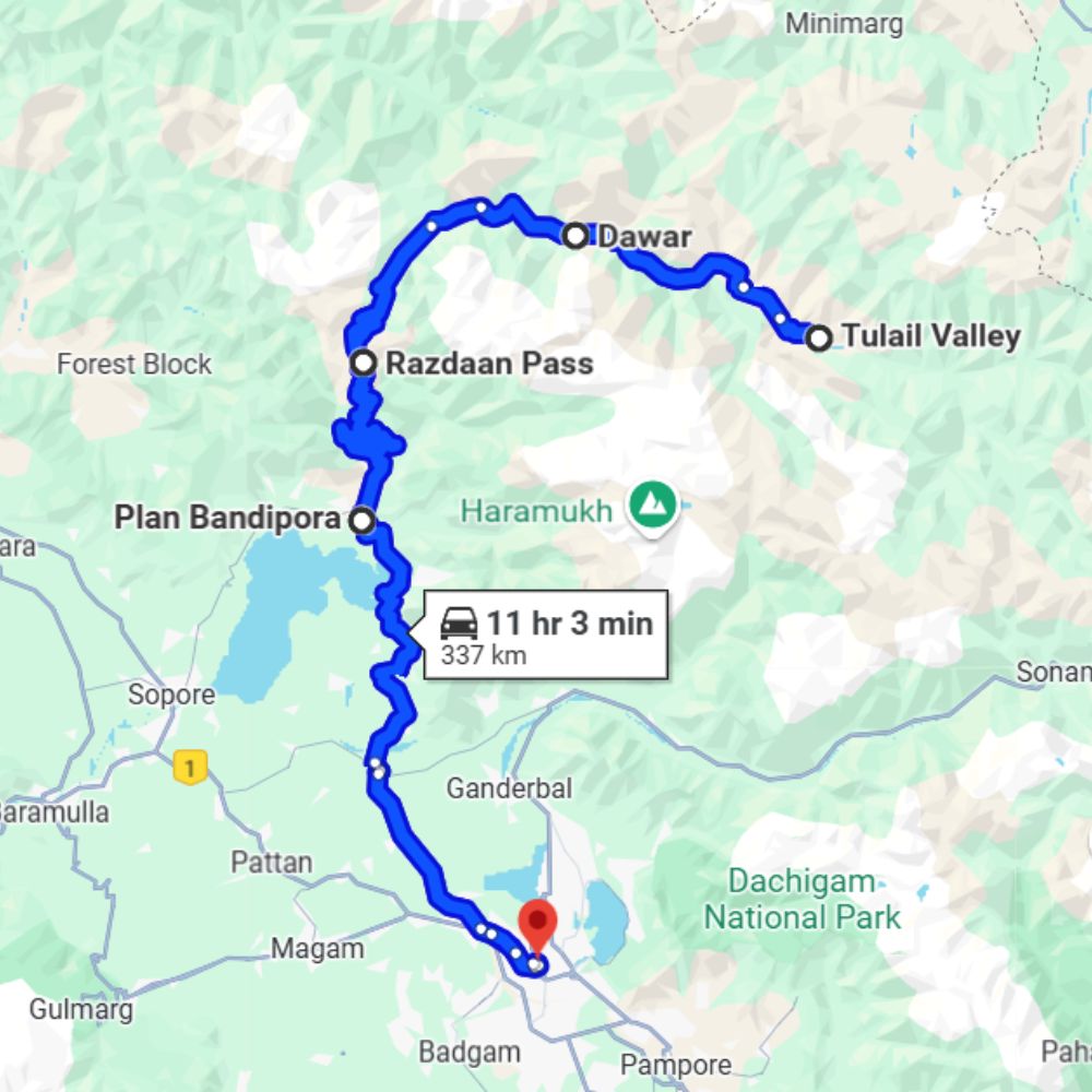 Gurez Valley route map